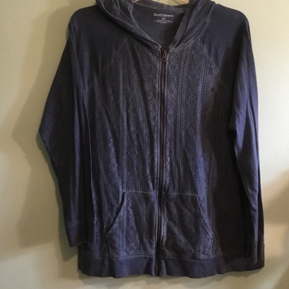 Ruff Hewn blue lace-front zip hoodie
